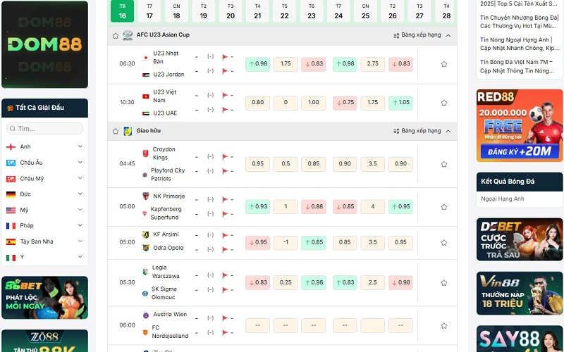 7MCN - Website 7M Chuyên Livescore Và Dữ Liệu Bóng Đá 9 Giải Bóng Đá Việt Nam - Đông Nam Á